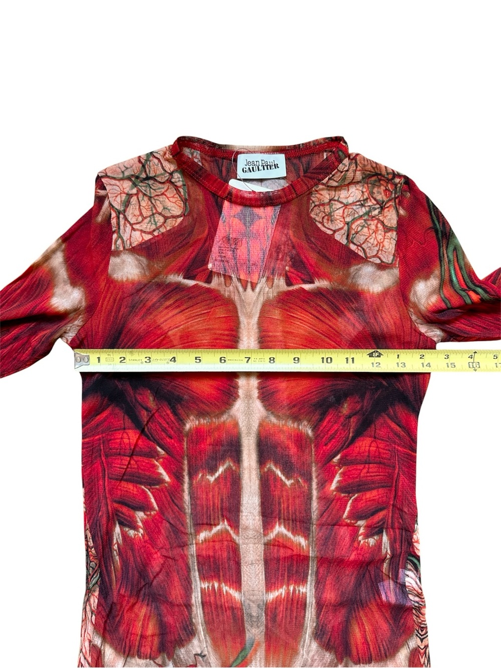 Jean Paul Gaultier Red The Ecorche Print Long Sleeve Maxi Mesh Dress - Picture 8 of 9